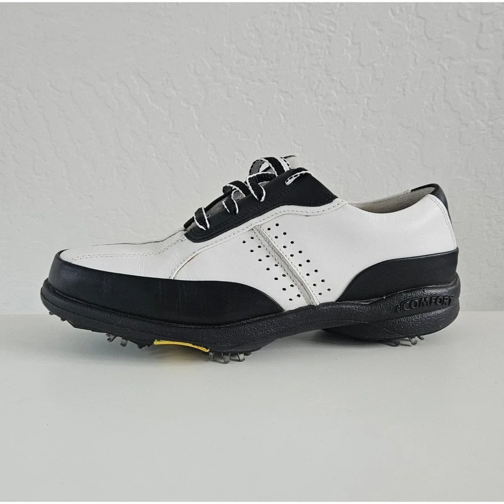 FootJoy eComfort Golf Shoes Women 6.5 M Black White Bicycle-Toe Soft Spike 98666